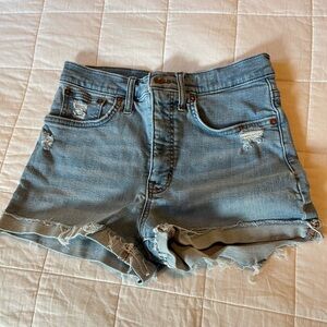 Madewell Light Blue Distressed Jean Shorts